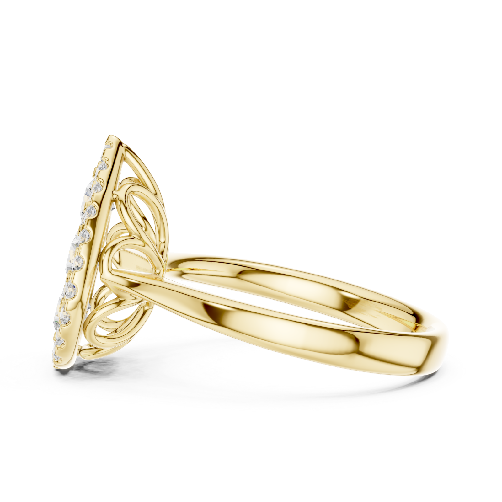  Gold Whispering Petal Crown Ring Side View