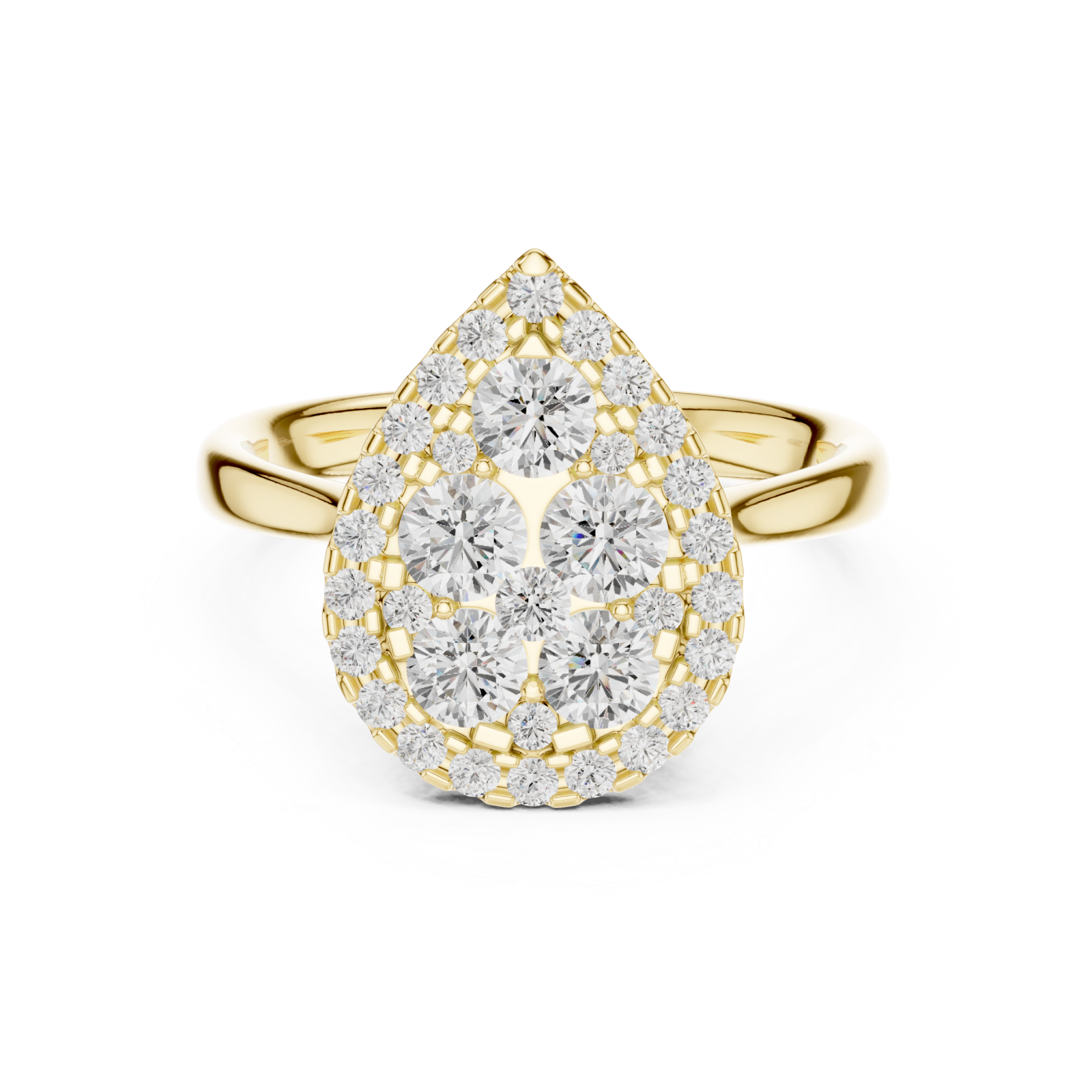  Gold Whispering Petal Crown Ring Front View