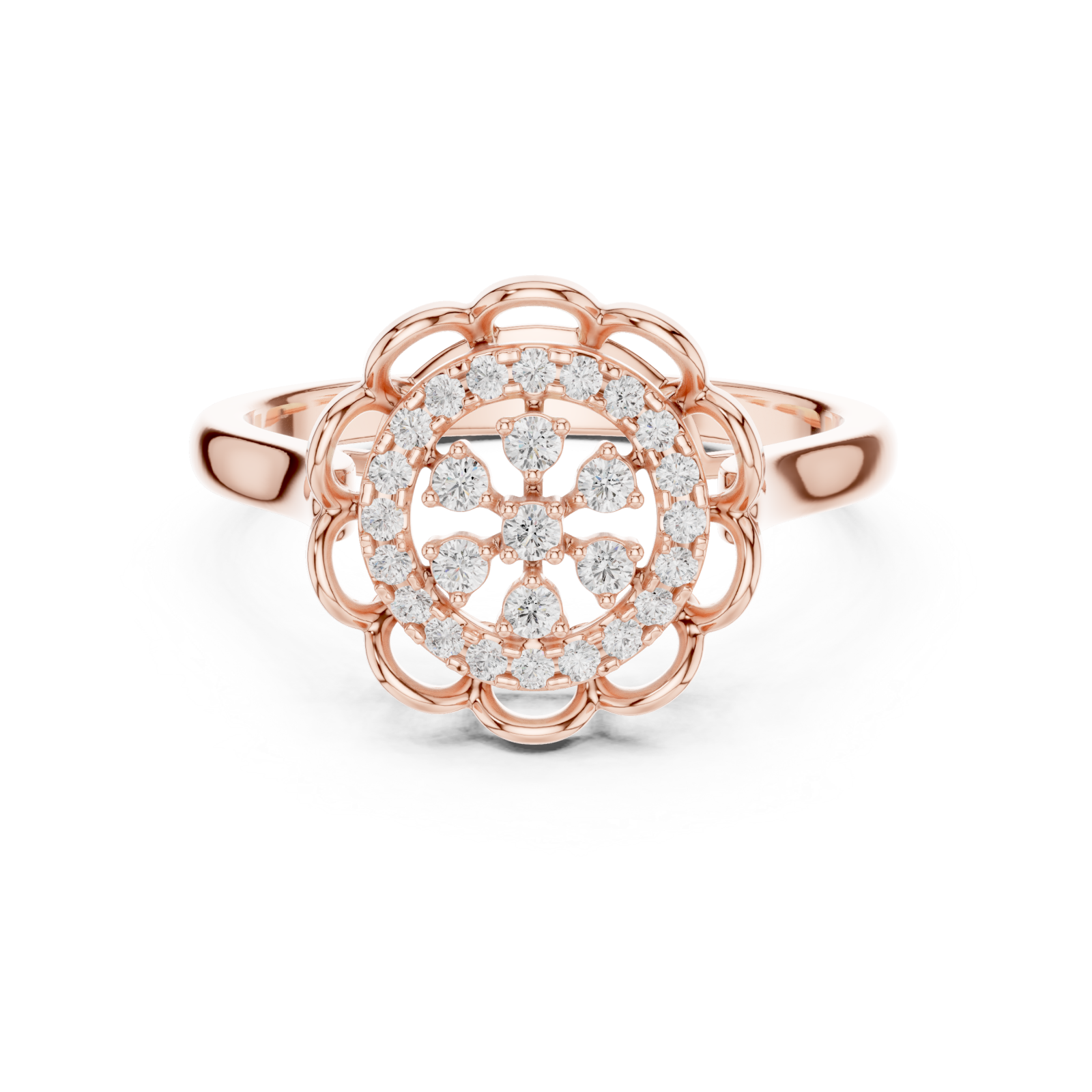  Rose Gold Celestial Garden Ring Front View