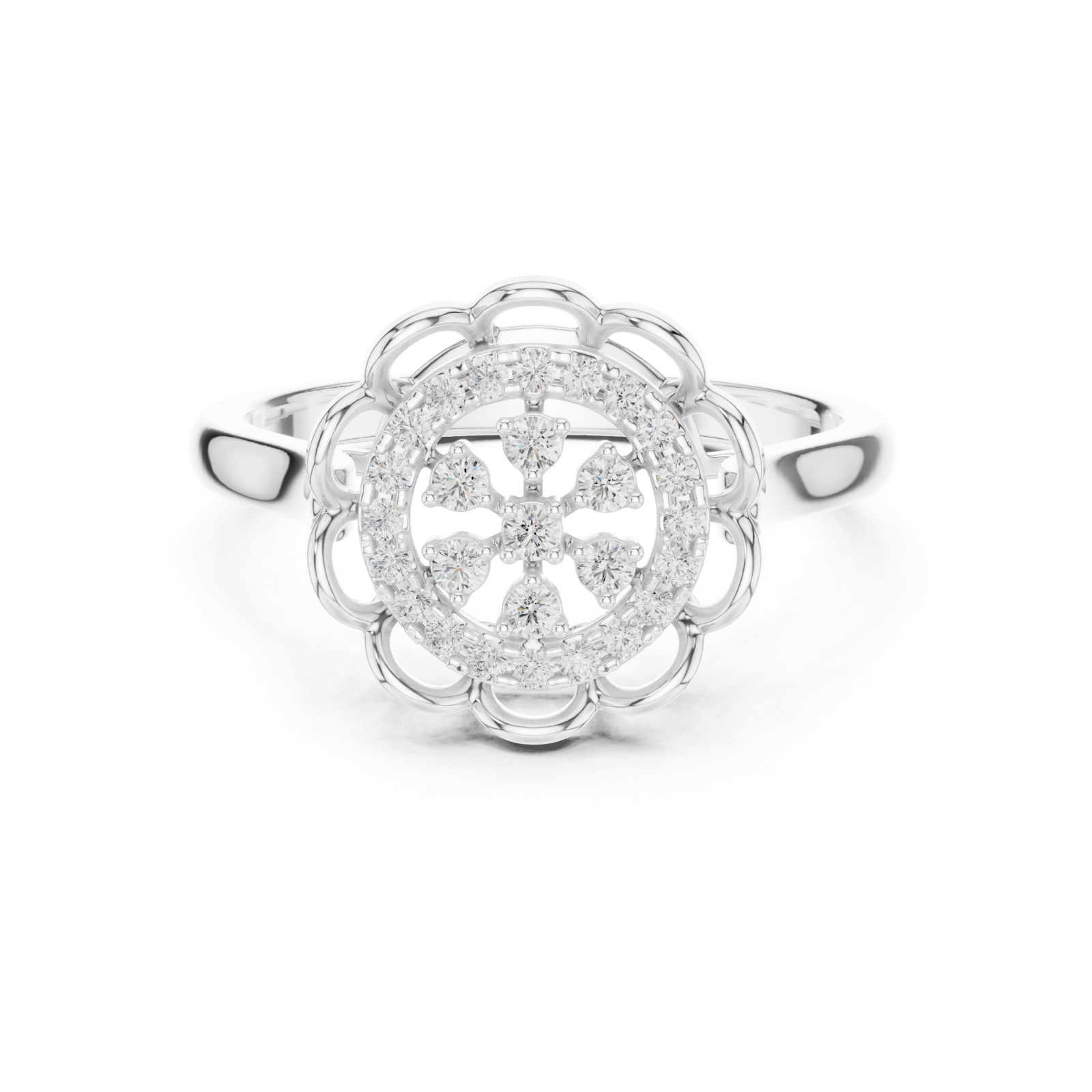  White Gold Celestial Garden Ring Front View