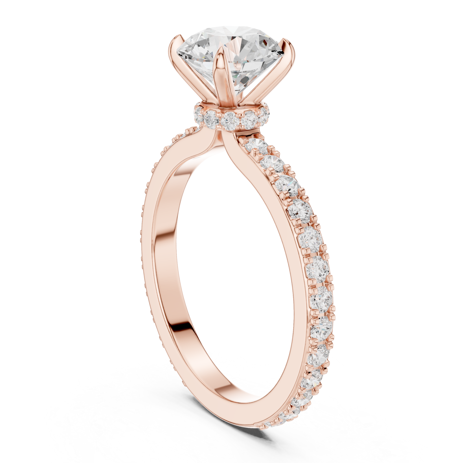  Rose Gold Twilight Whisper Pavé Engagement Ring Left View
