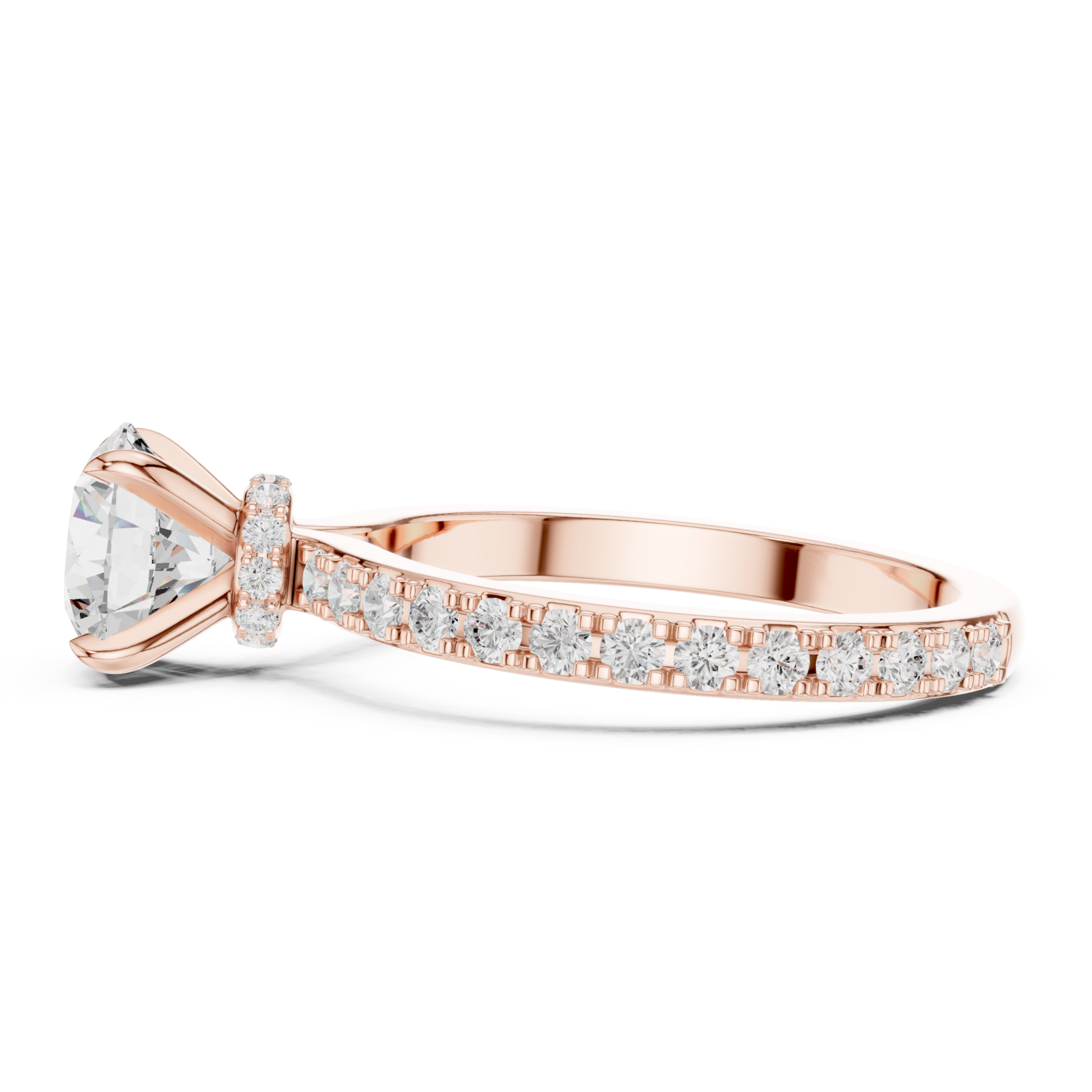  Rose Gold Twilight Whisper Pavé Engagement Ring Side View