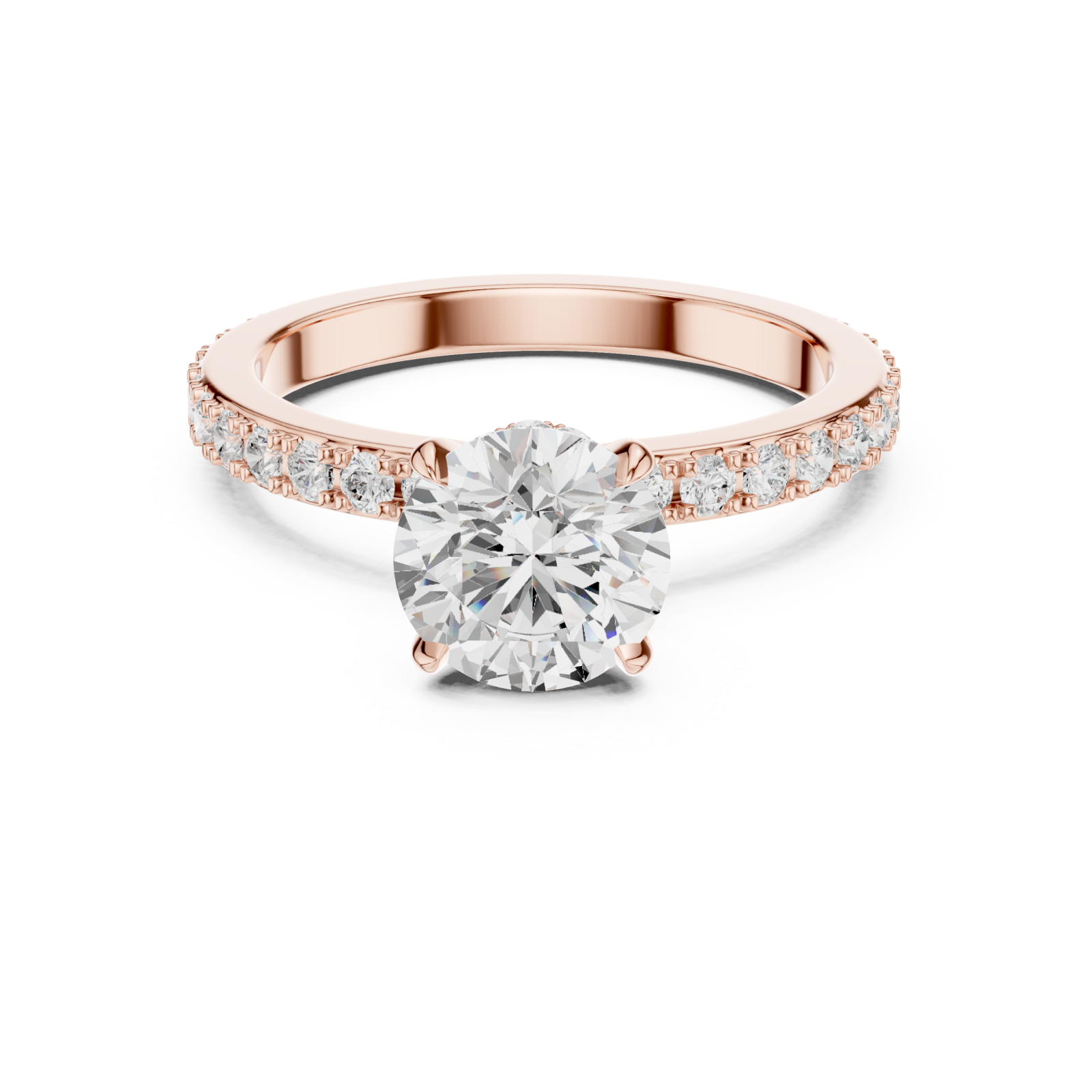  Rose Gold Twilight Whisper Pavé Engagement Ring Front View