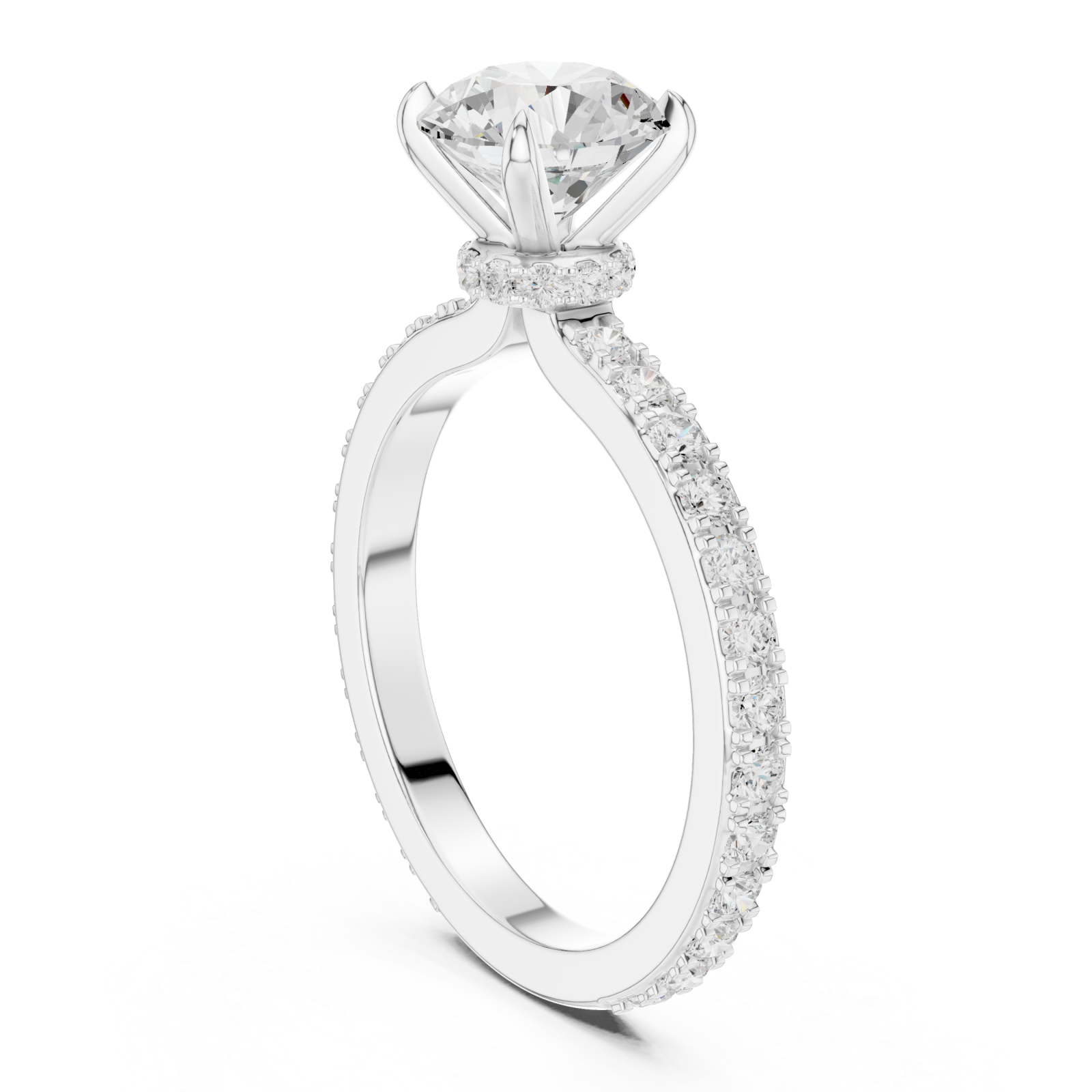  White Gold Twilight Whisper Pavé Engagement Ring Left View