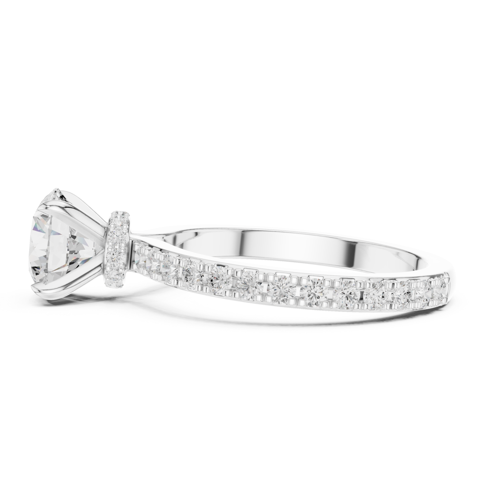  White Gold Twilight Whisper Pavé Engagement Ring Side View
