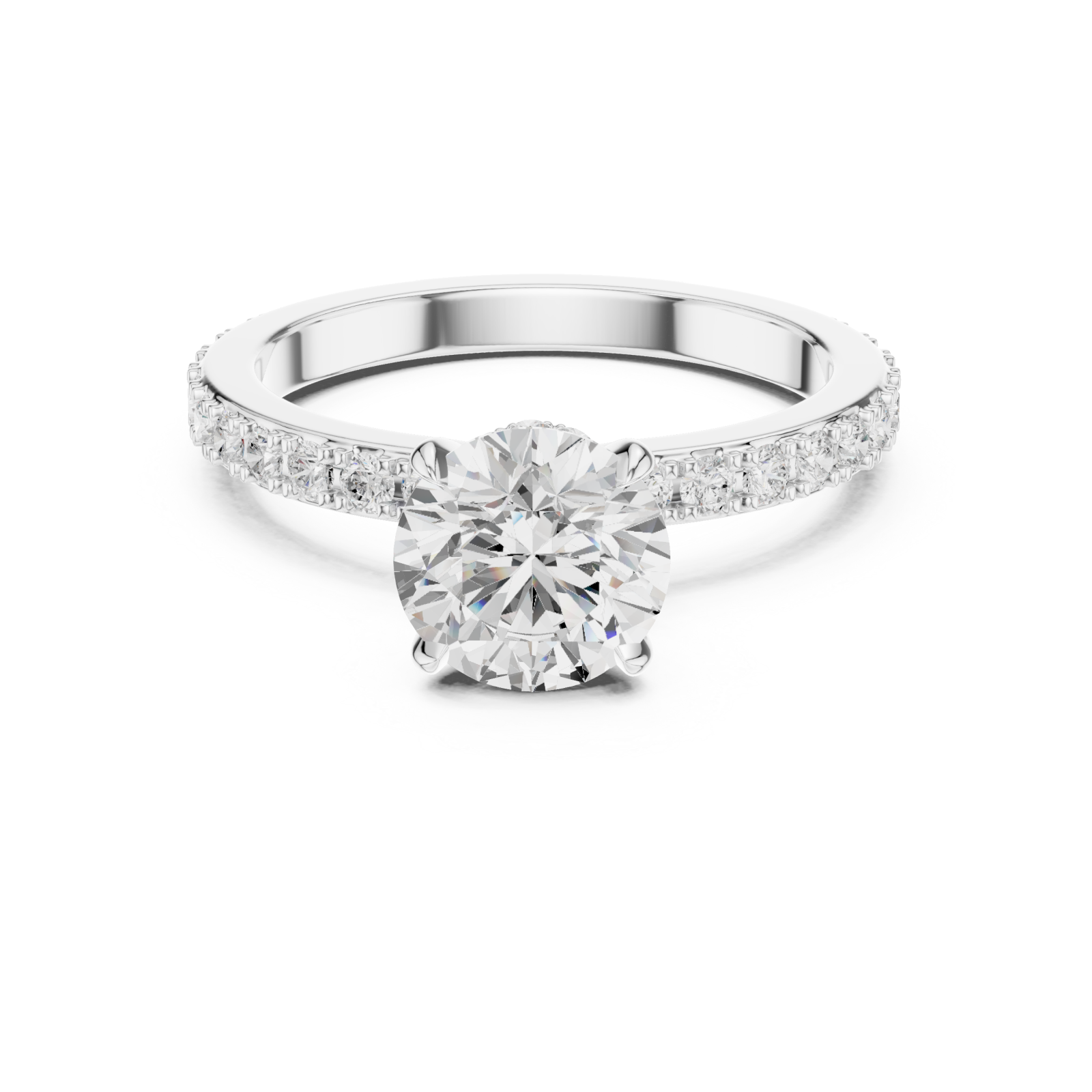  White Gold Twilight Whisper Pavé Engagement Ring Front View