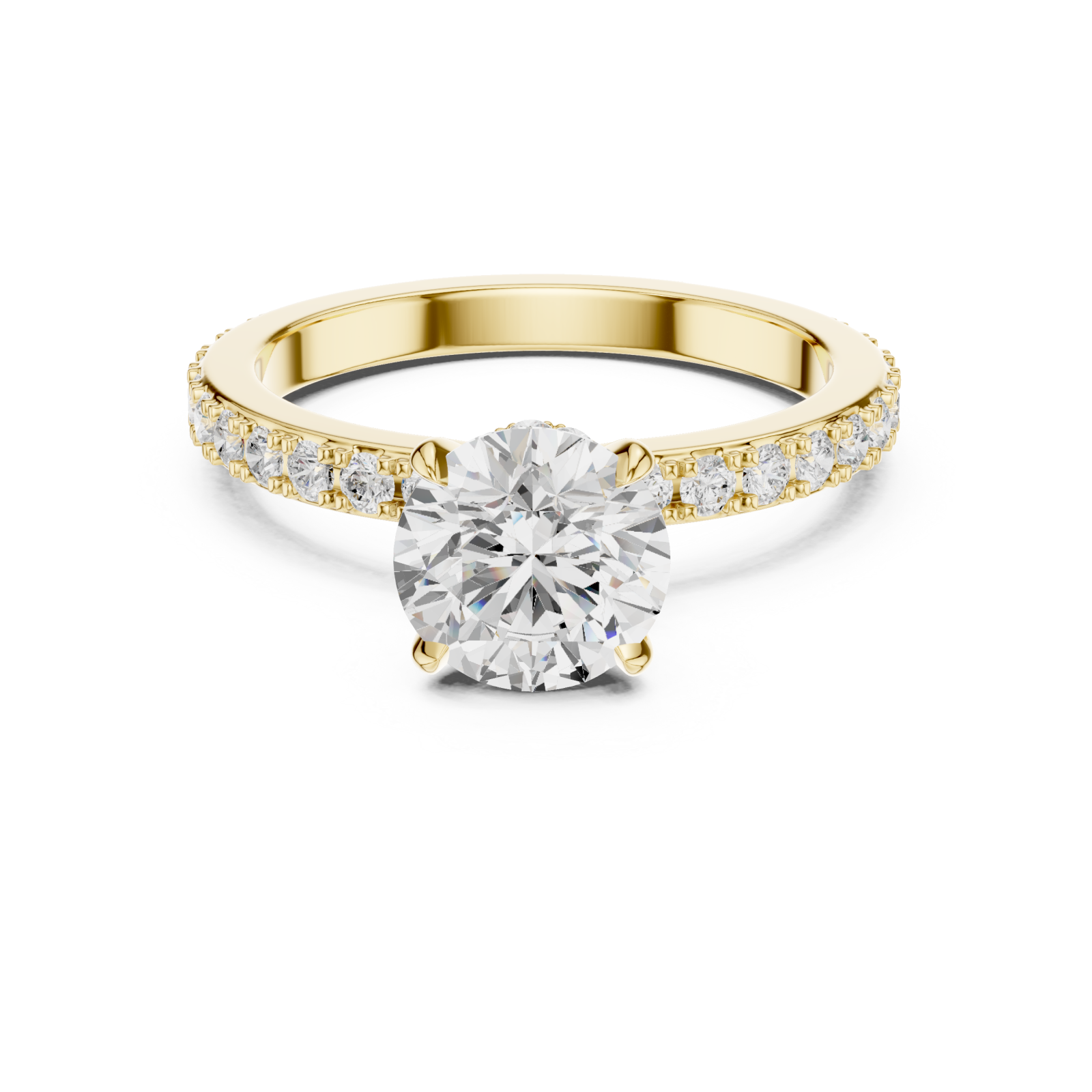  Gold Twilight Whisper Pavé Engagement Ring Front View