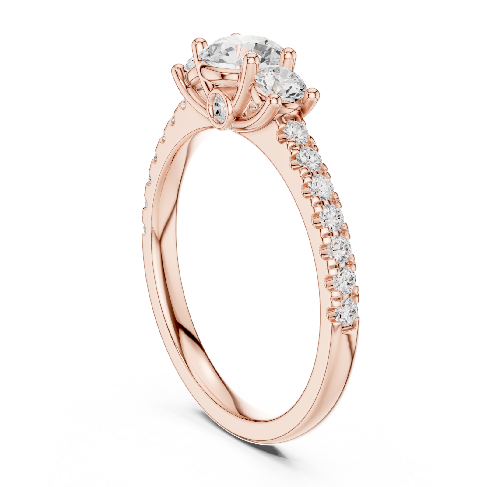  Rose Gold Regalia Embrace Trio Ring Left View