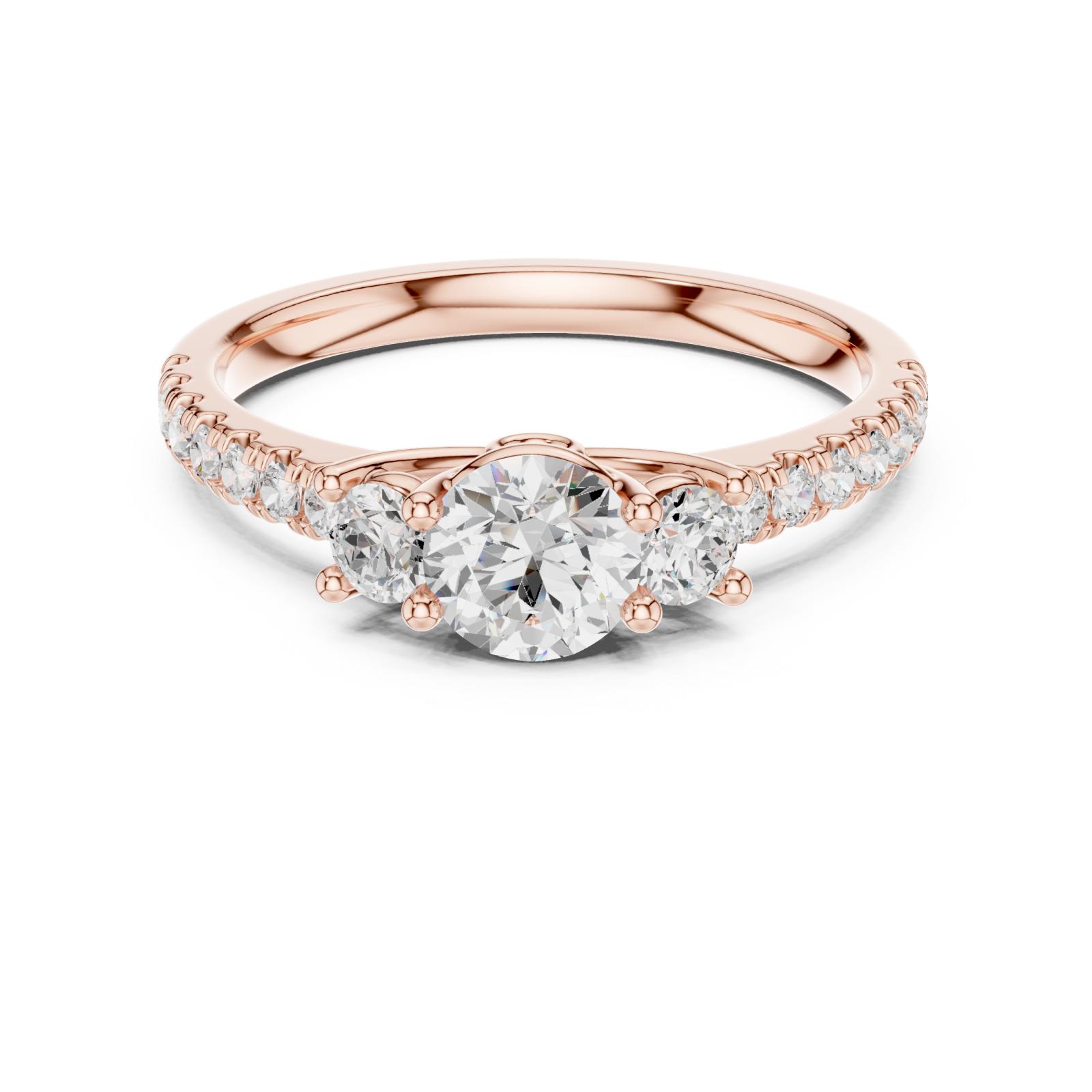  Rose Gold Regalia Embrace Trio Ring Front View
