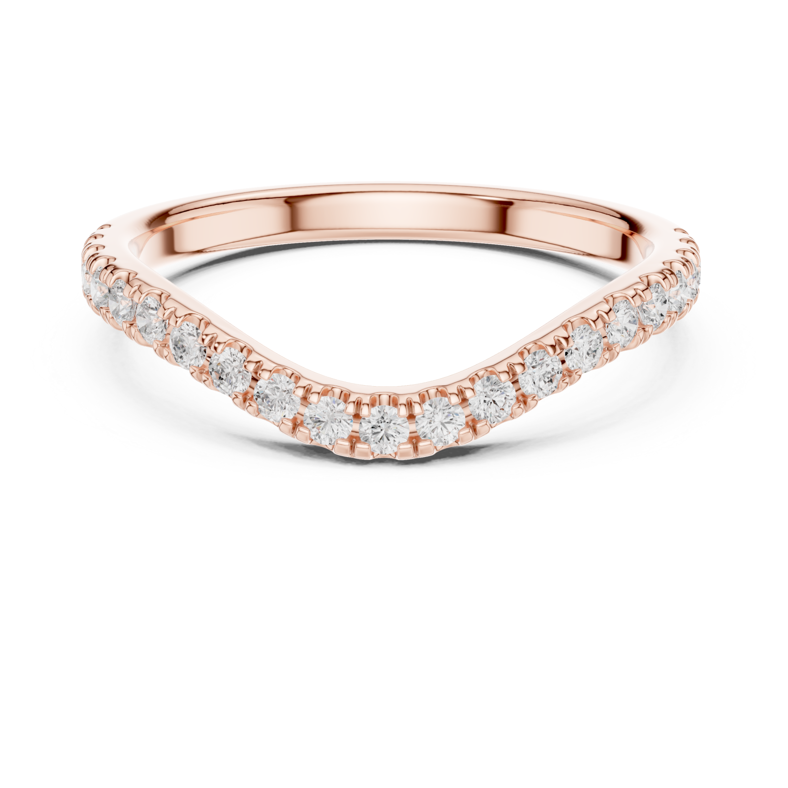  Rose Gold Whispering Curve Eternity Band Front View