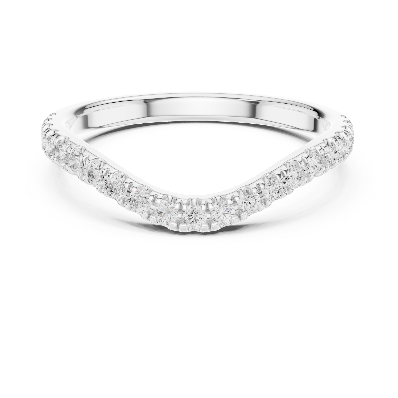  White Gold Whispering Curve Eternity Band Front View