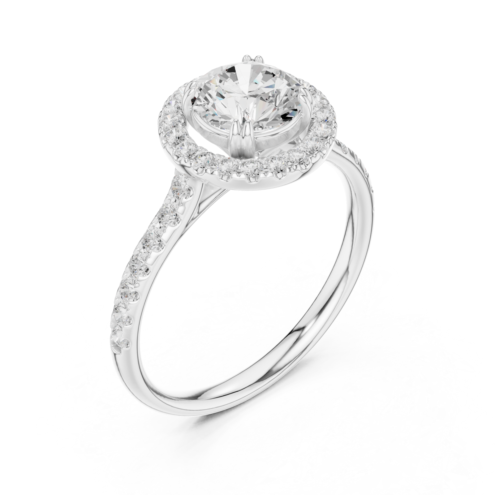 White Gold Radiant Circle Halo Ring Right View