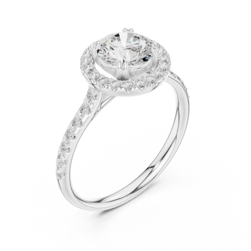  White Gold Radiant Circle Halo Ring Right View