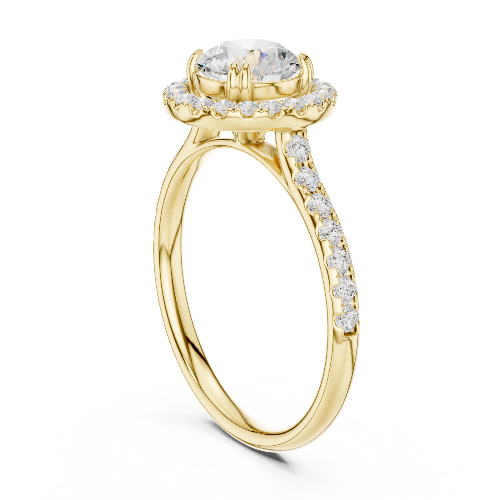  Gold Radiant Circle Halo Ring Left View