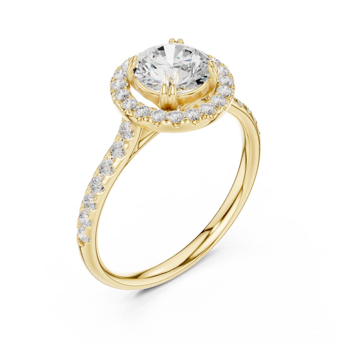 Gold Radiant Circle Halo Ring Right View