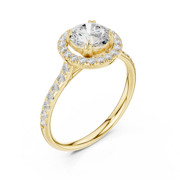 Gold Radiant Circle Halo Ring Right View