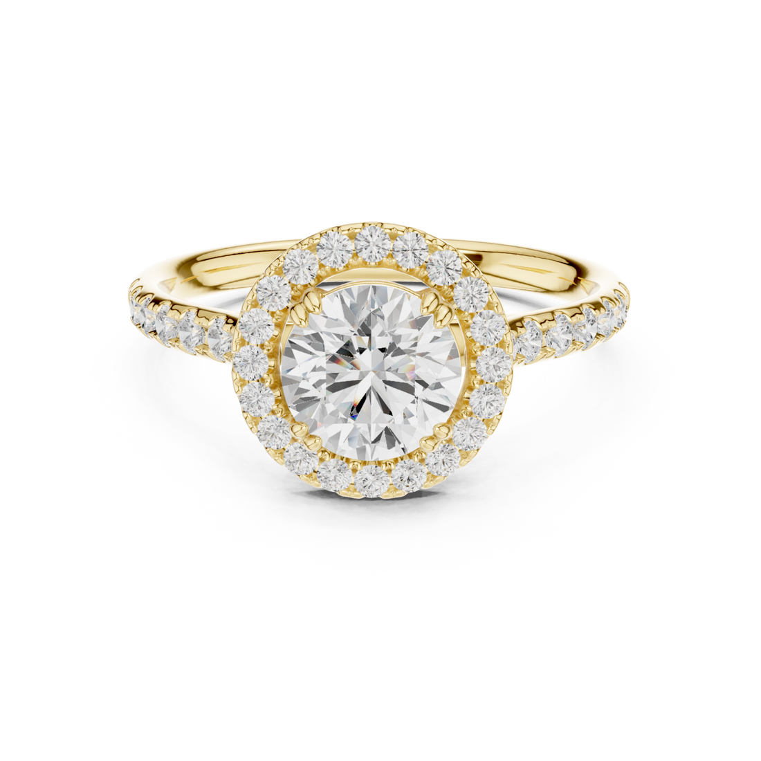 Gold Radiant Circle Halo Ring Right View