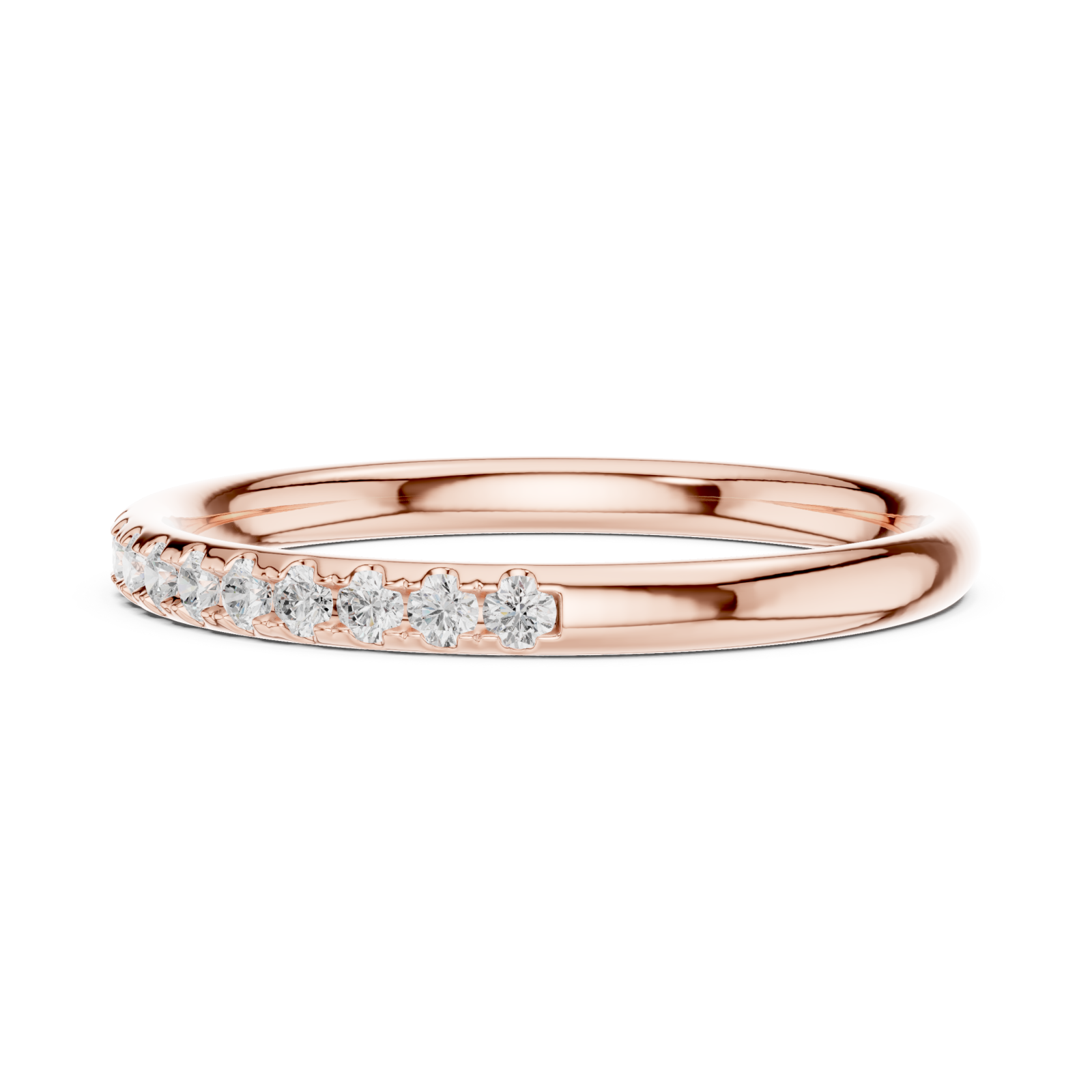  Rose Gold Radiant Curve Promise Ring Side View