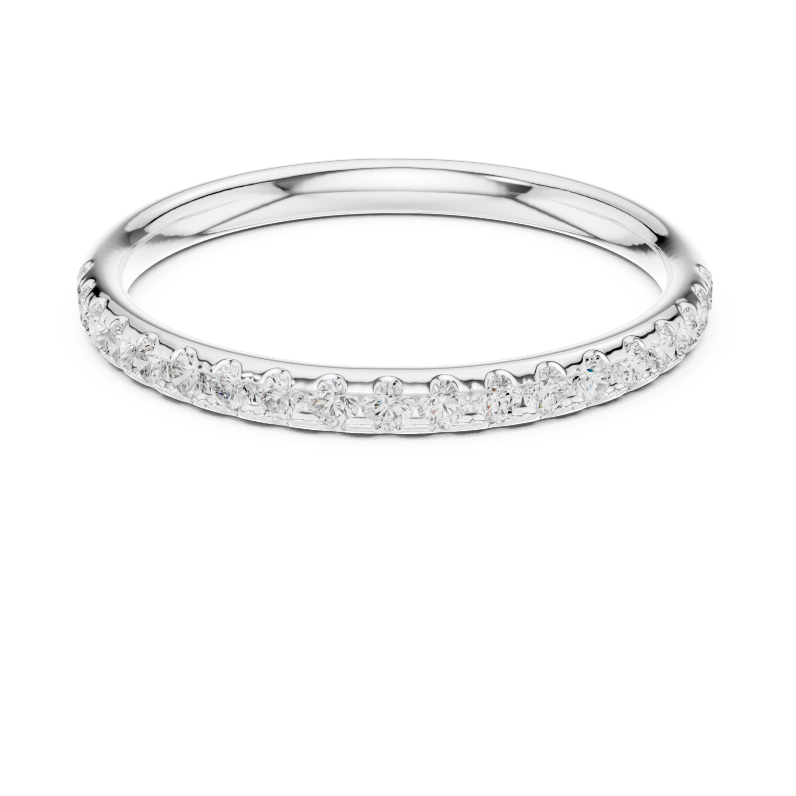  White Gold Radiant Curve Promise Ring Front View