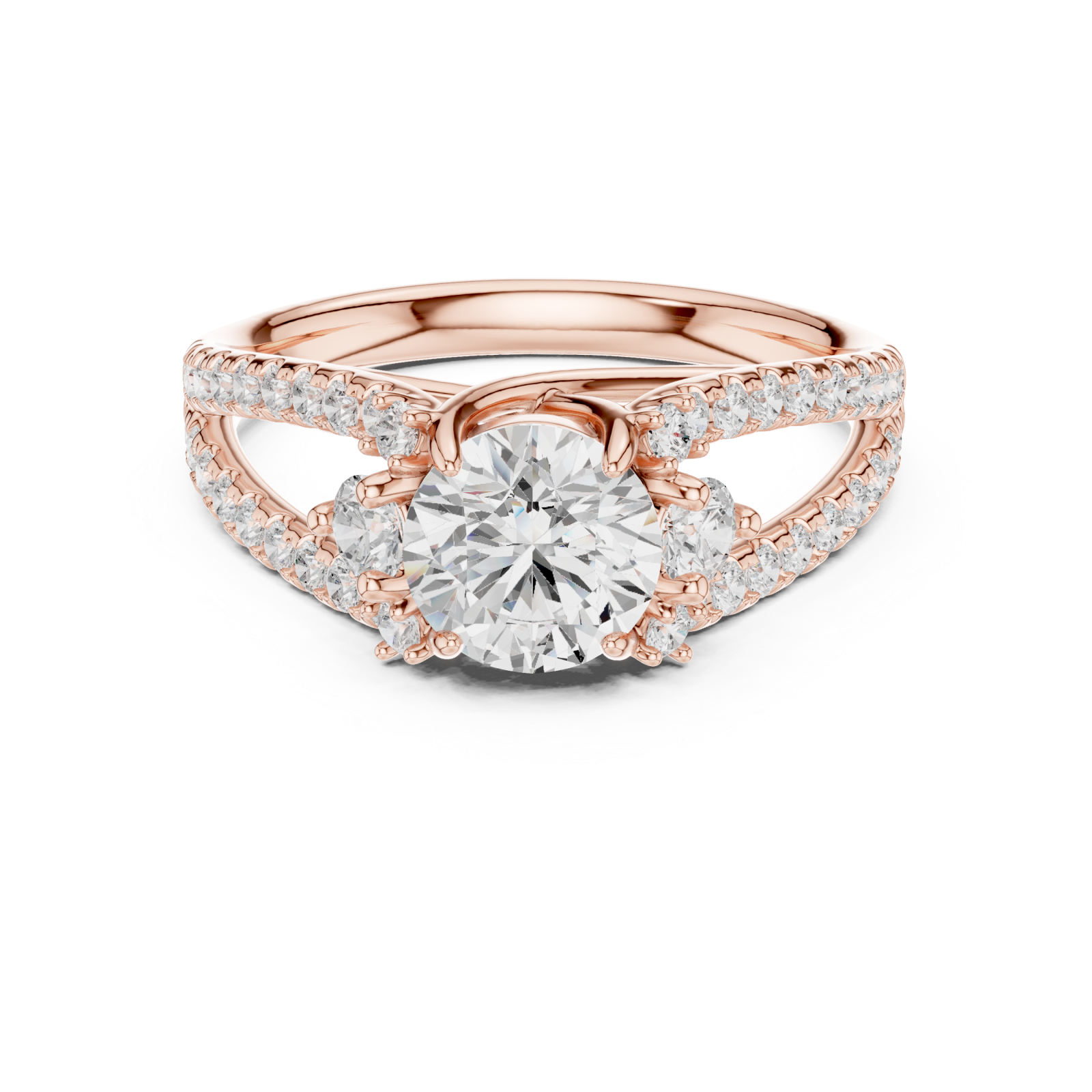  Rose Gold Celeste Vega Halo Ring Front View