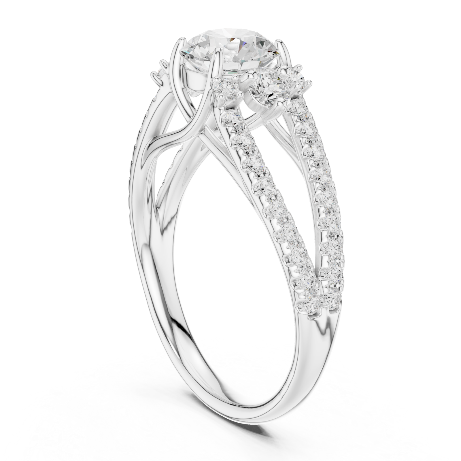  White Gold Celeste Vega Halo Ring Left View