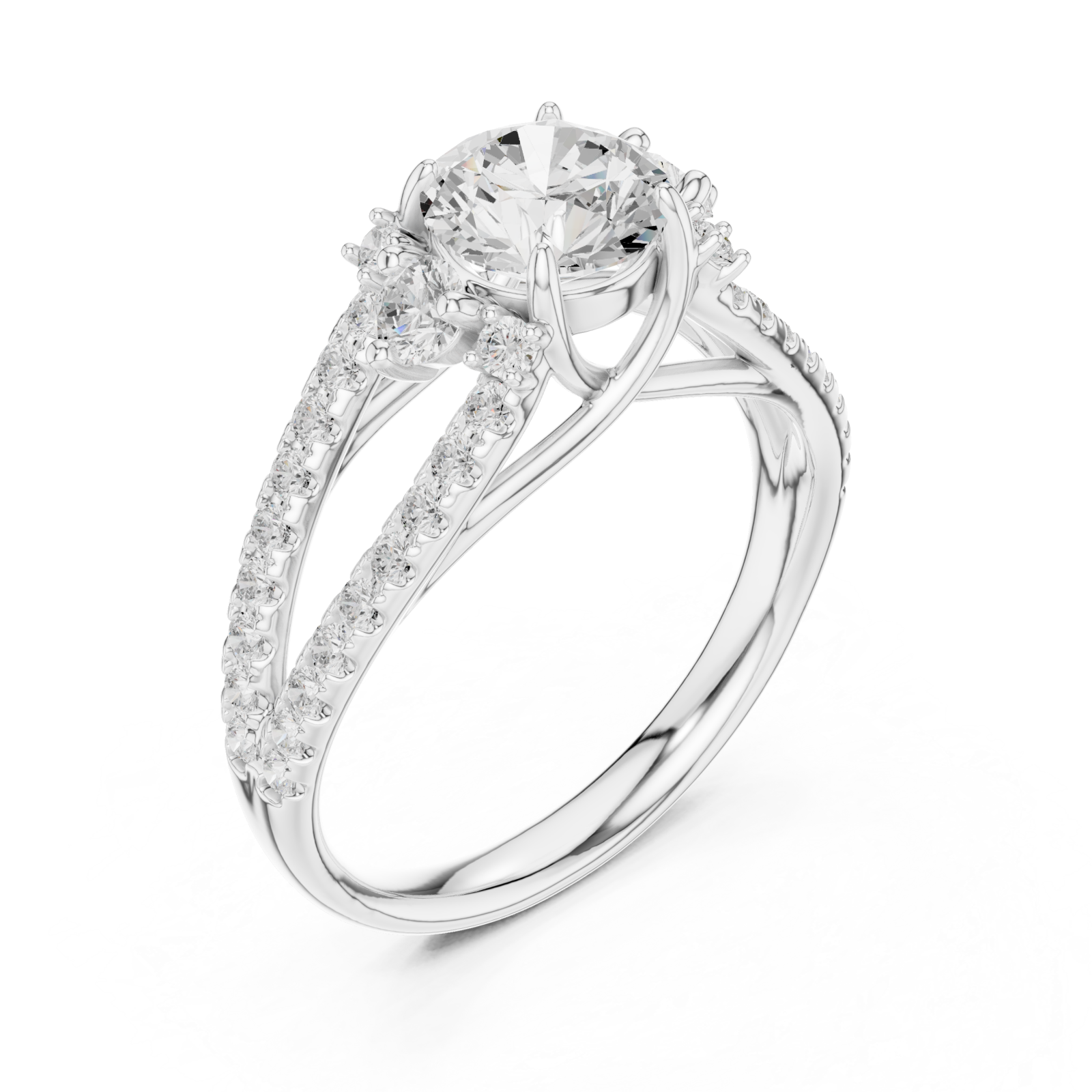  White Gold Celeste Vega Halo Ring Right View