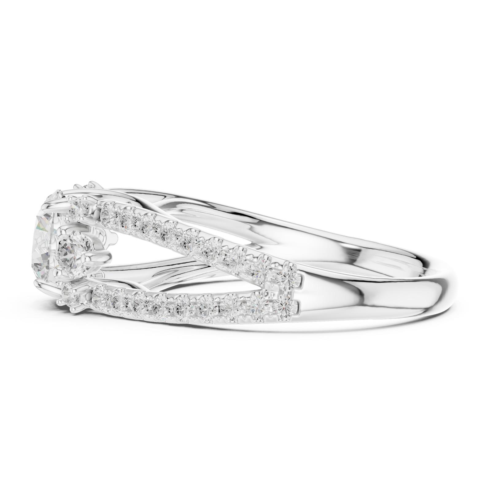  White Gold Celeste Vega Halo Ring Side View