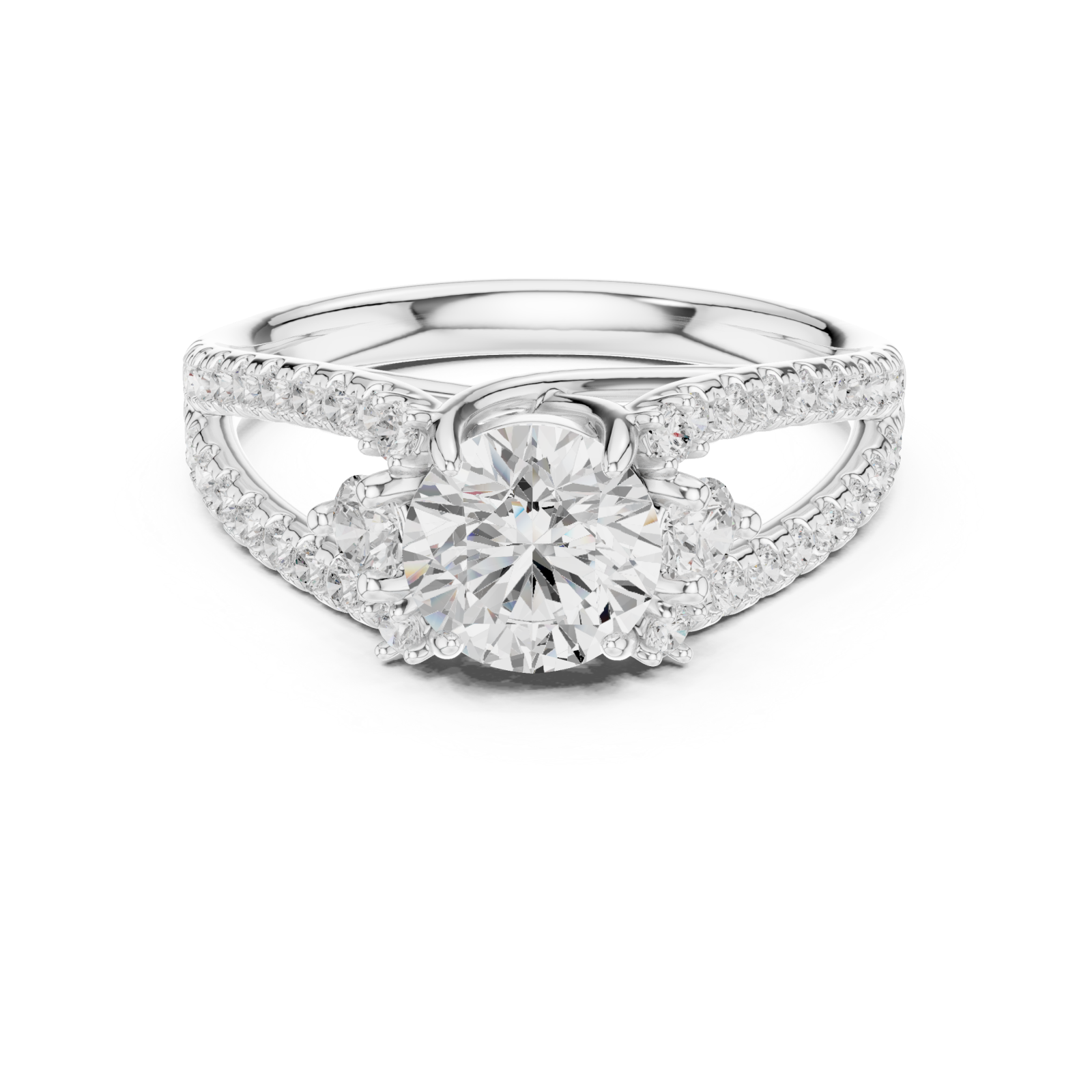  White Gold Celeste Vega Halo Ring Front View