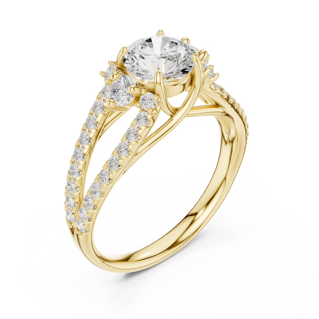 Gold Celeste Vega Halo Ring Right View