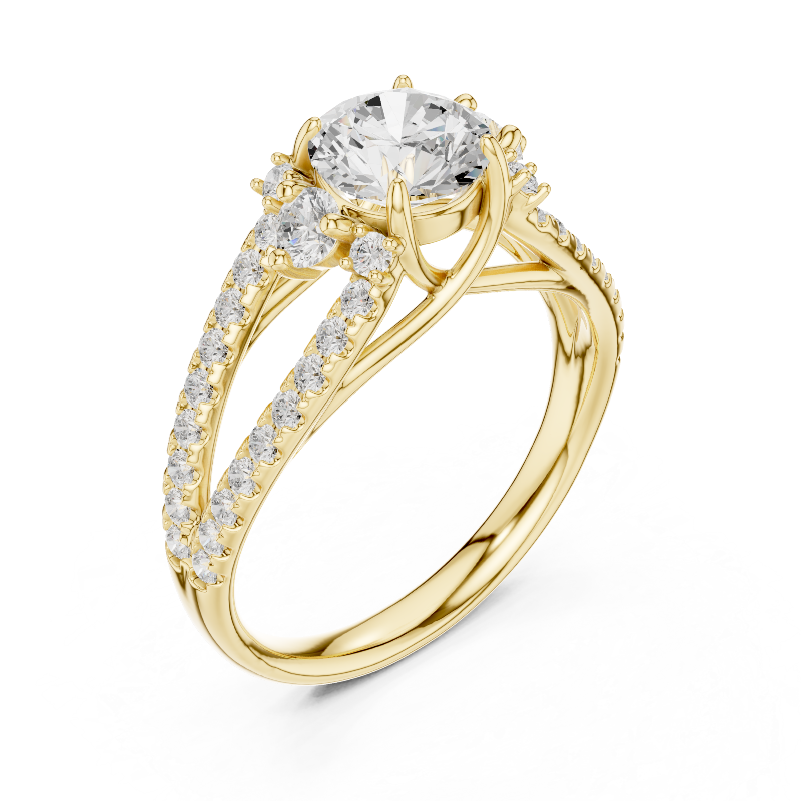 Gold Celeste Vega Halo Ring Right View