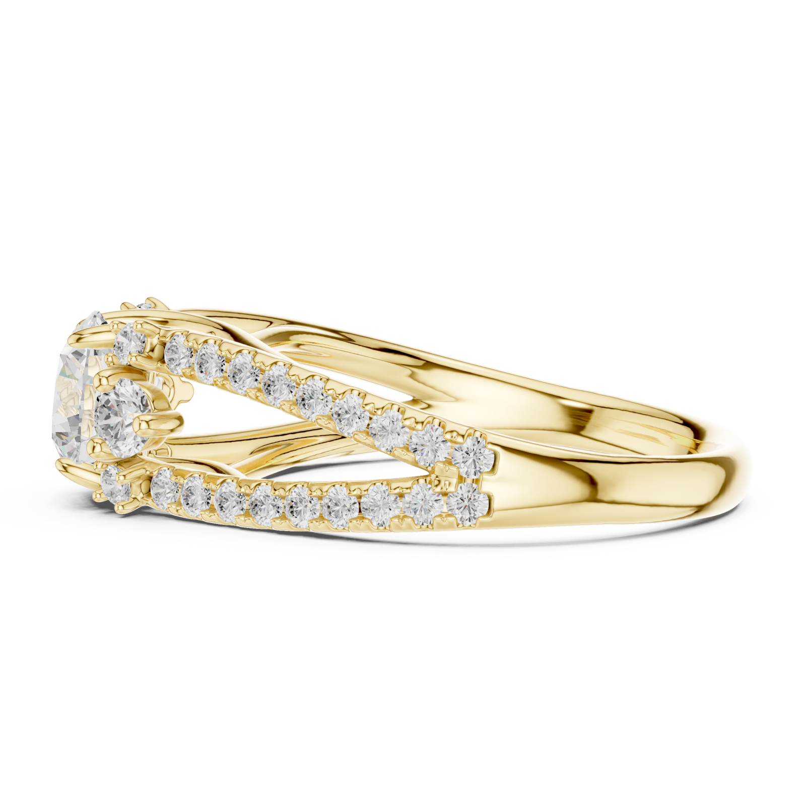  Gold Celeste Vega Halo Ring Side View