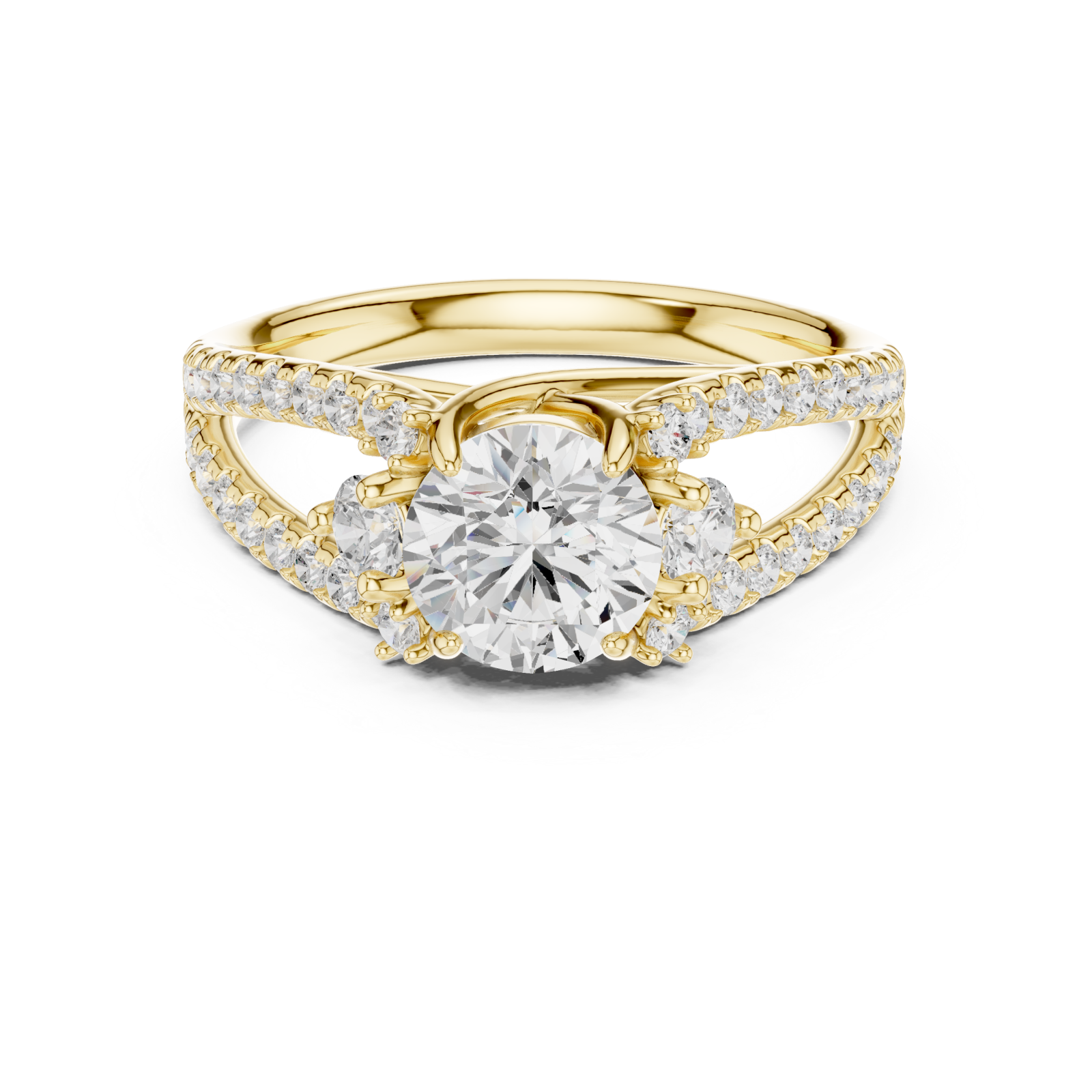  Gold Celeste Vega Halo Ring Front View