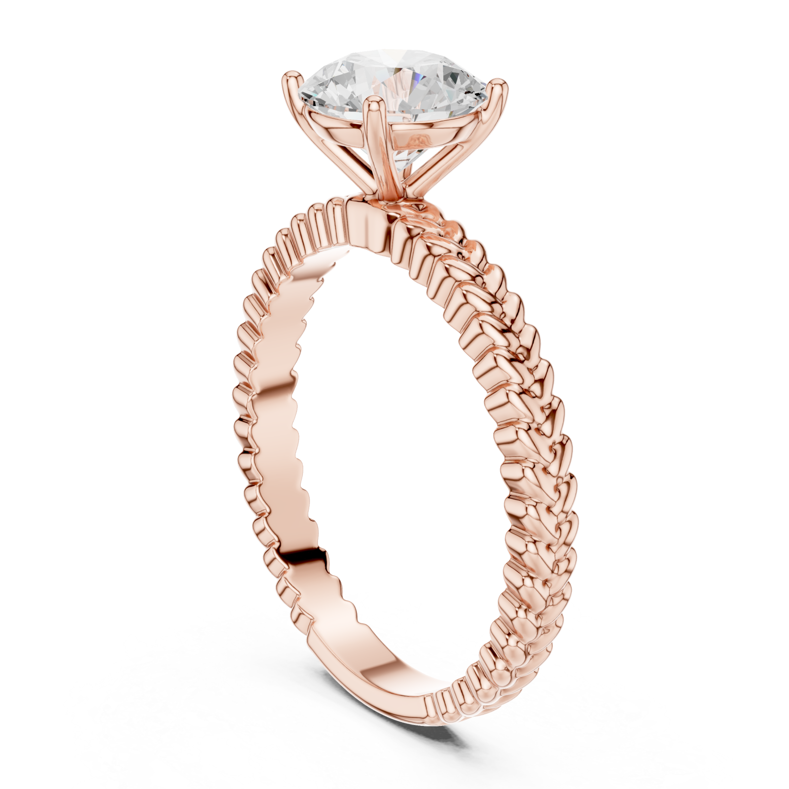  Rose Gold Braided Radiance Solitaire Ring Left View