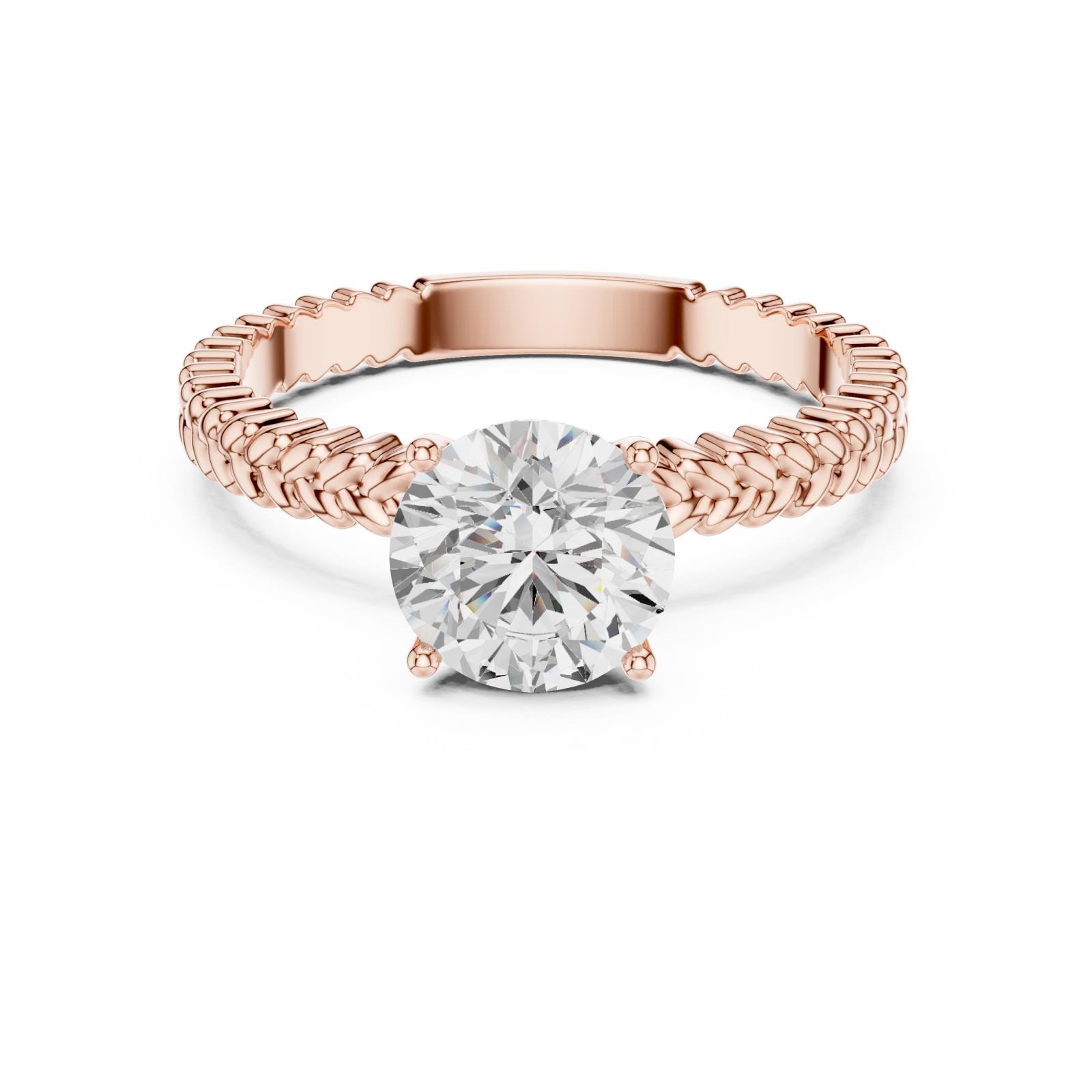  Rose Gold Braided Radiance Solitaire Ring Right View