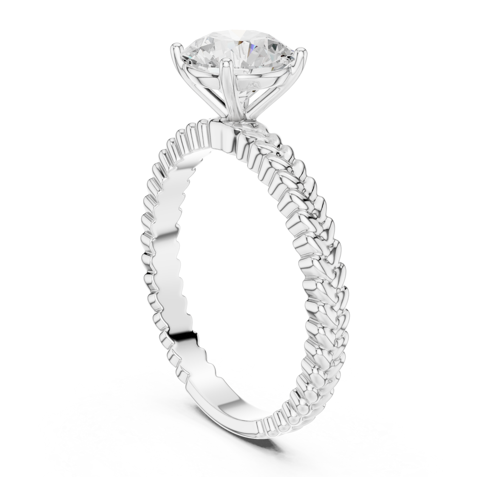  White Gold Braided Radiance Solitaire Ring Left View