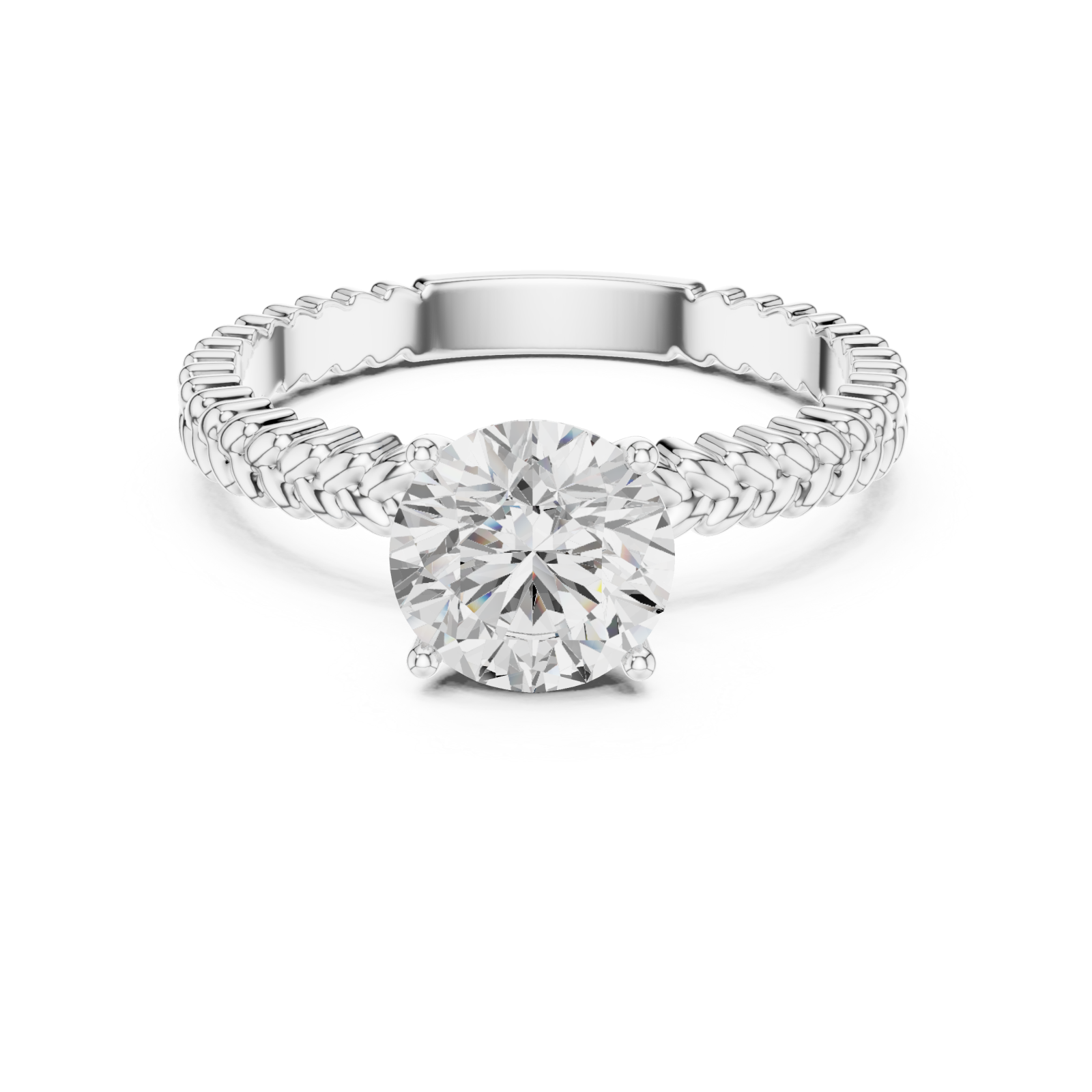  White Gold Braided Radiance Solitaire Ring Right View