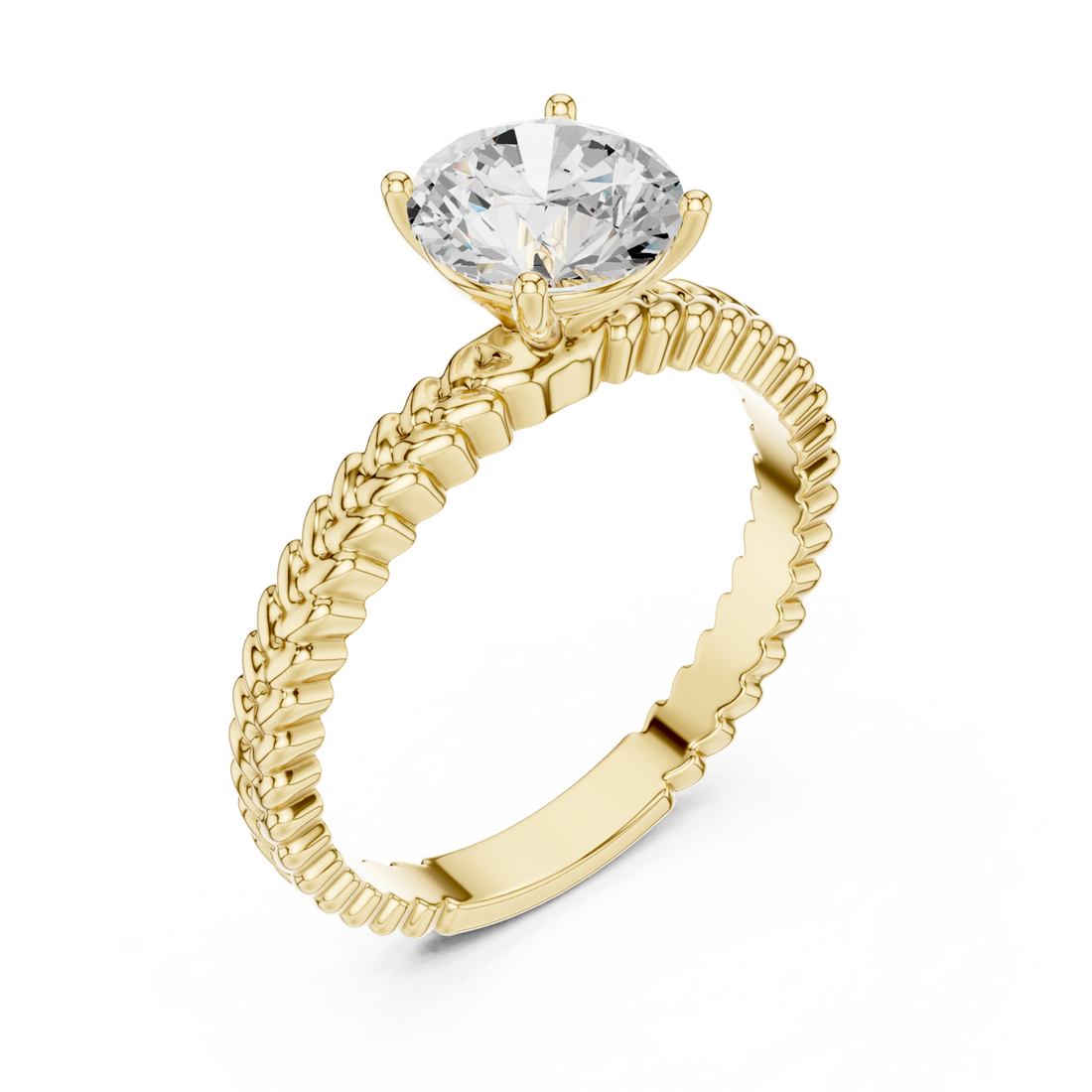 Gold Braided Radiance Solitaire Ring Right View