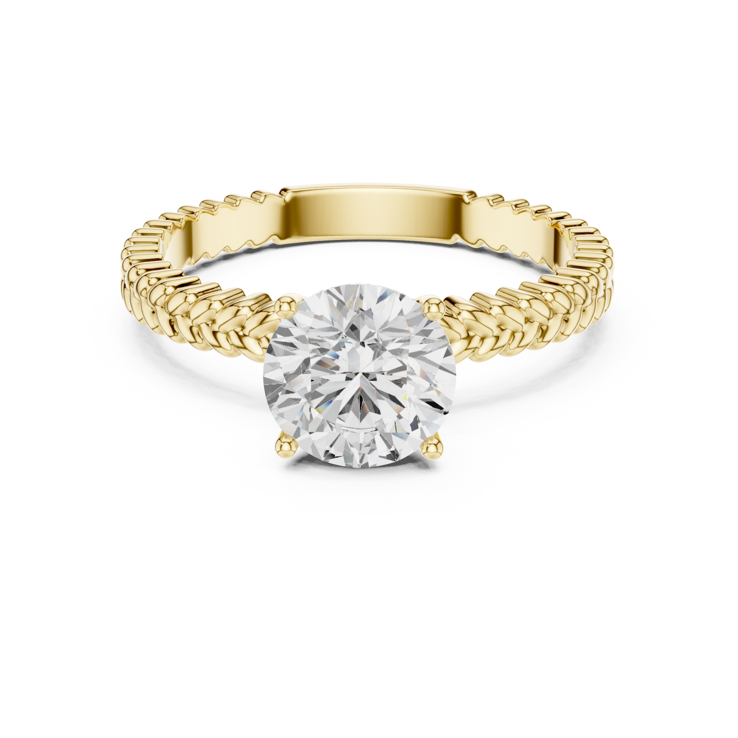 Gold Braided Radiance Solitaire Ring Right View