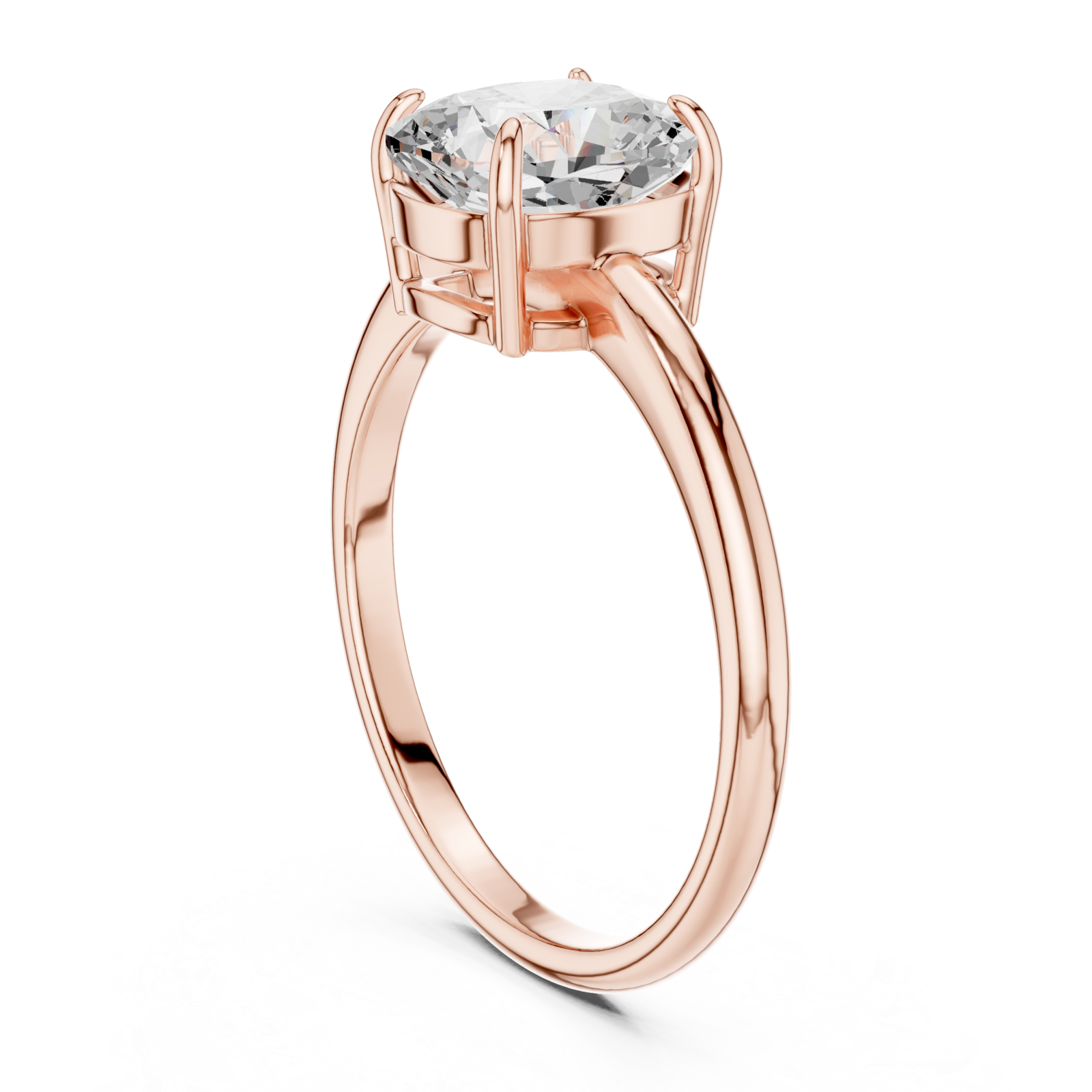  Rose Gold Ethereal Promise Cushion Solitaire Band Left View