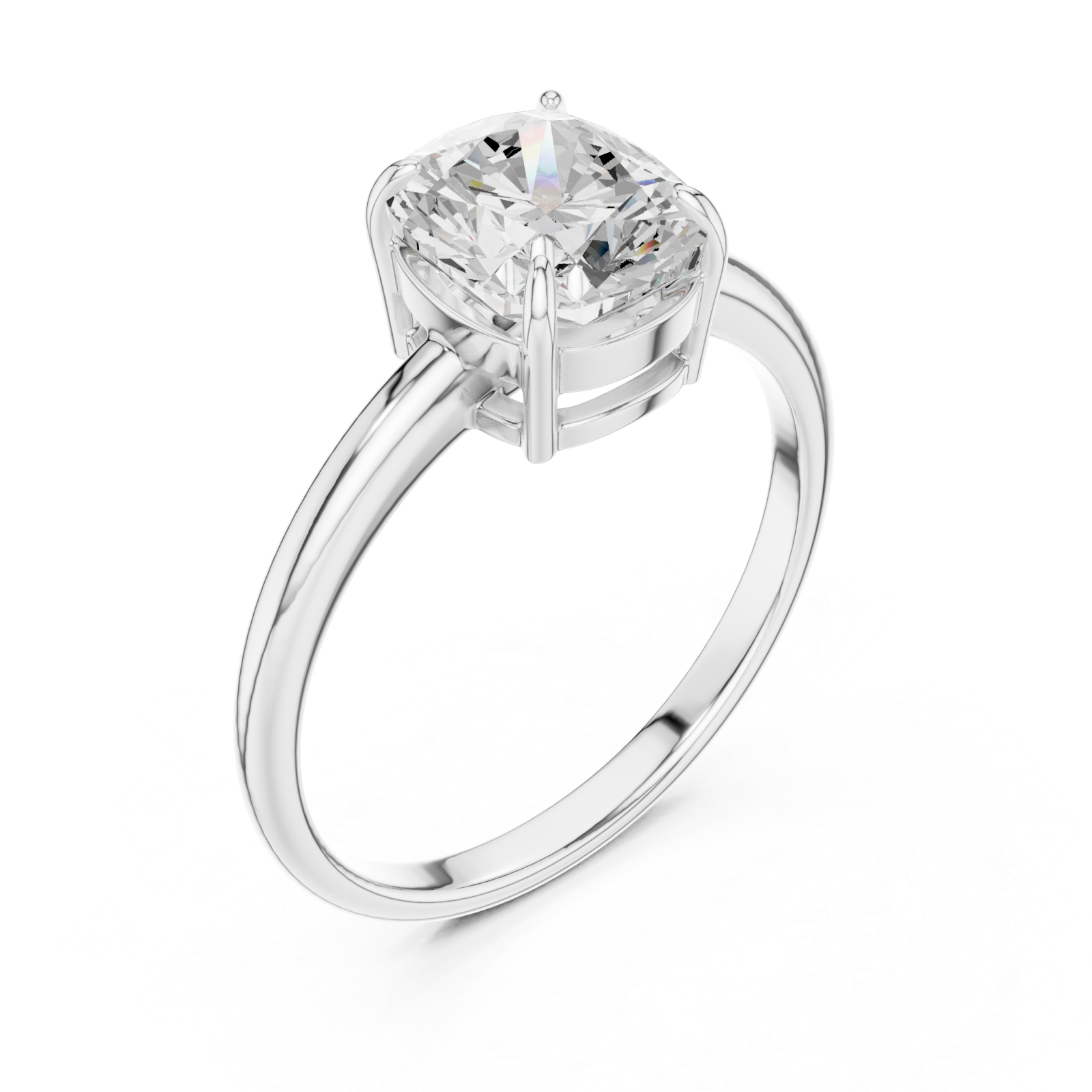  White Gold Ethereal Promise Cushion Solitaire Band Front View