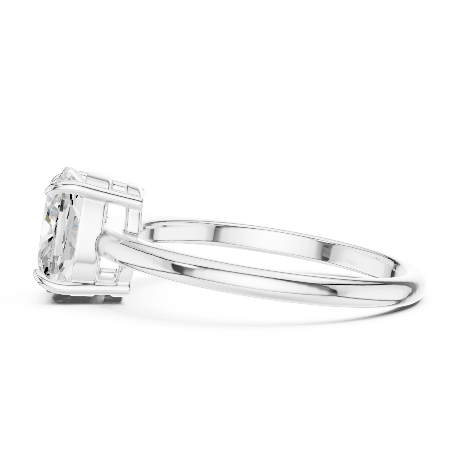  White Gold Ethereal Promise Cushion Solitaire Band Side View