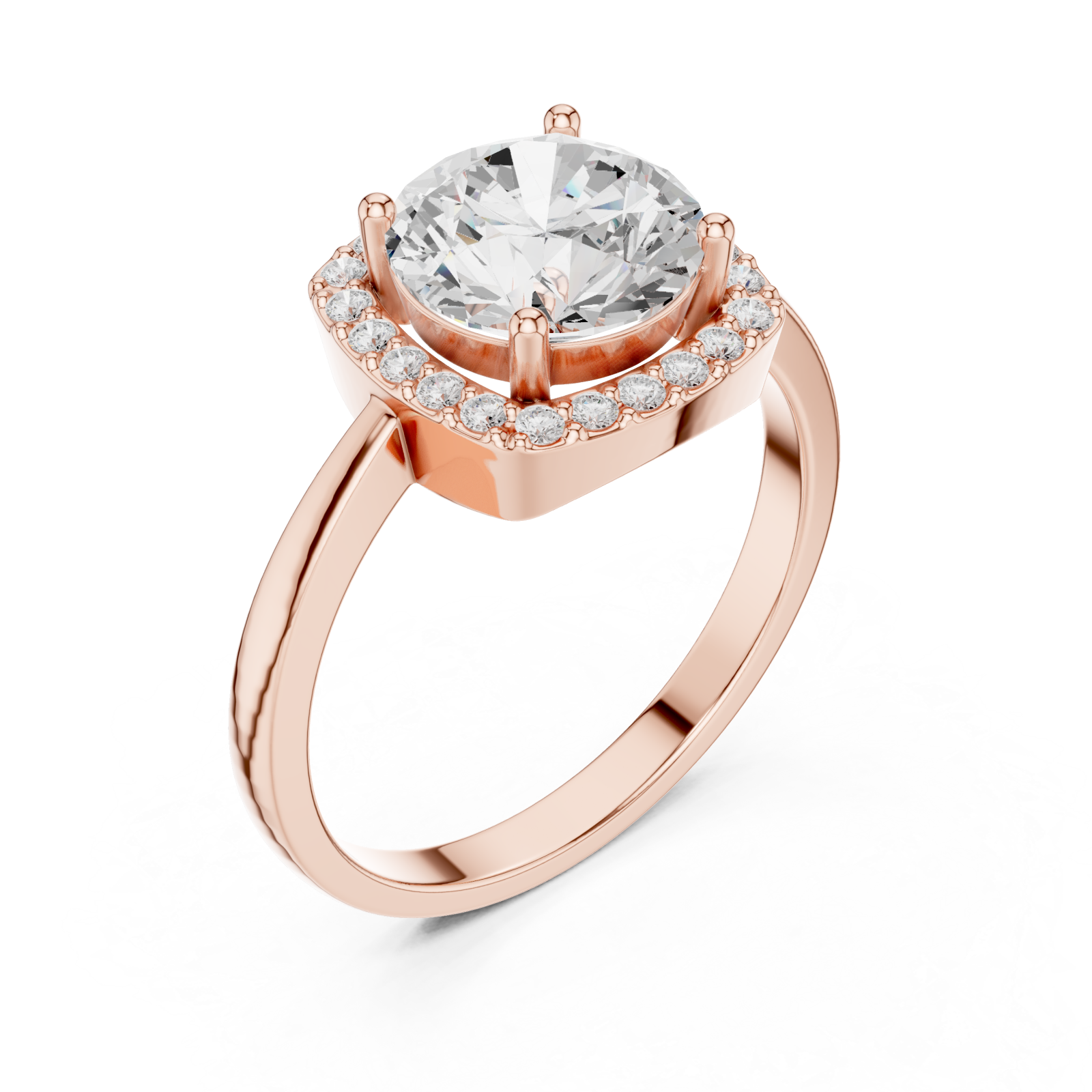  Rose Gold Lustrous Crest Halo Ring Right View