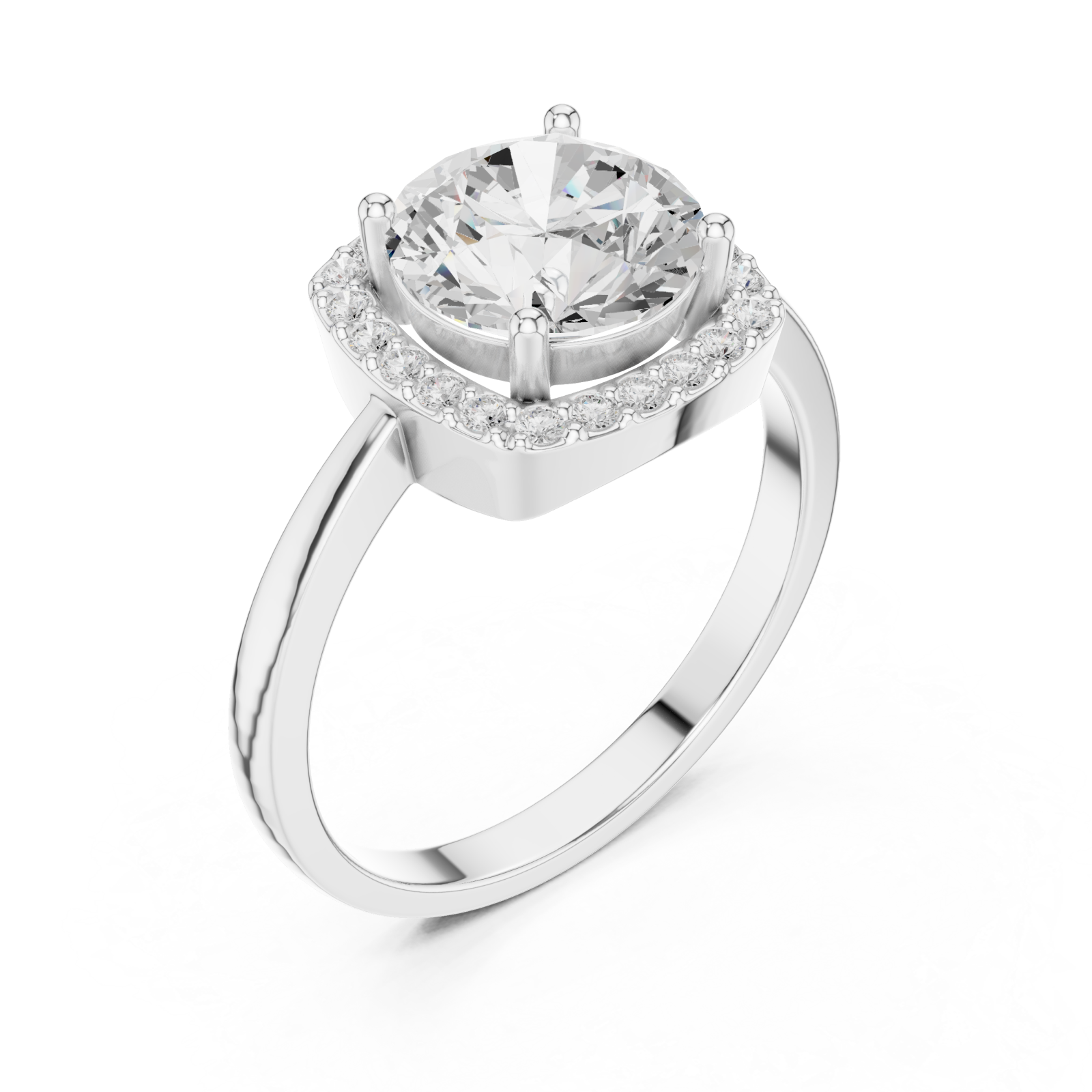  White Gold Lustrous Crest Halo Ring Right View