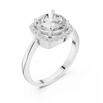  White Gold Lustrous Crest Halo Ring Right View