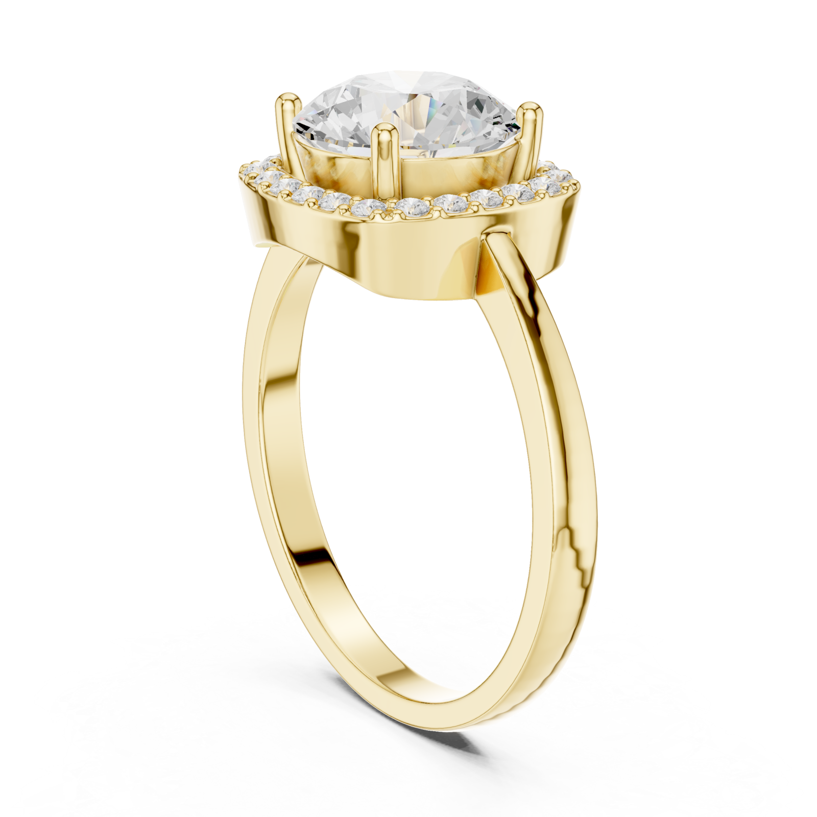  Gold Lustrous Crest Halo Ring Left View