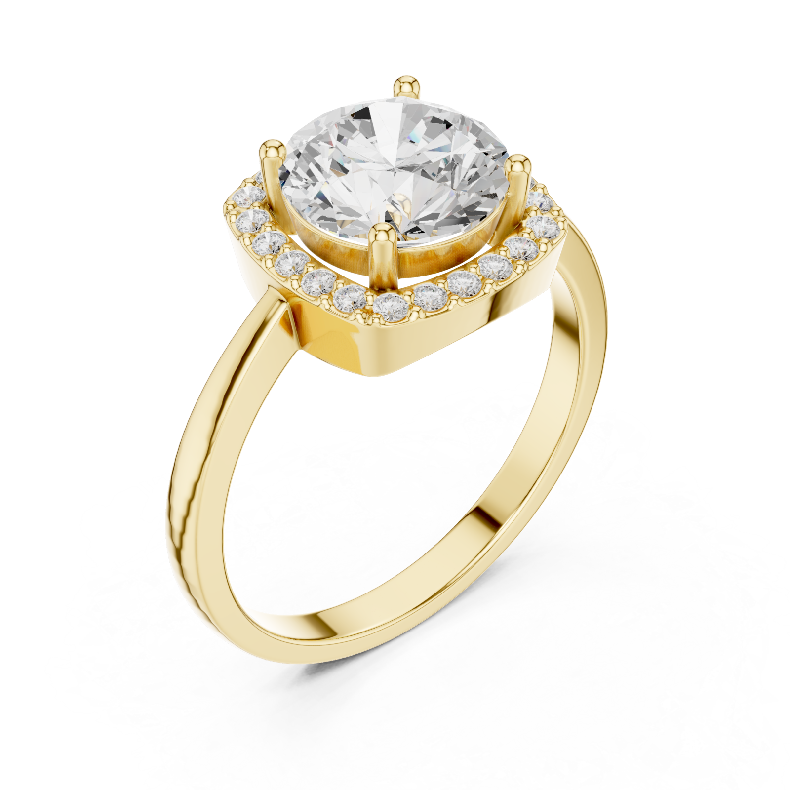 Gold Lustrous Crest Halo Ring Right View