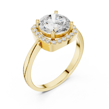 Gold Lustrous Crest Halo Ring Right View