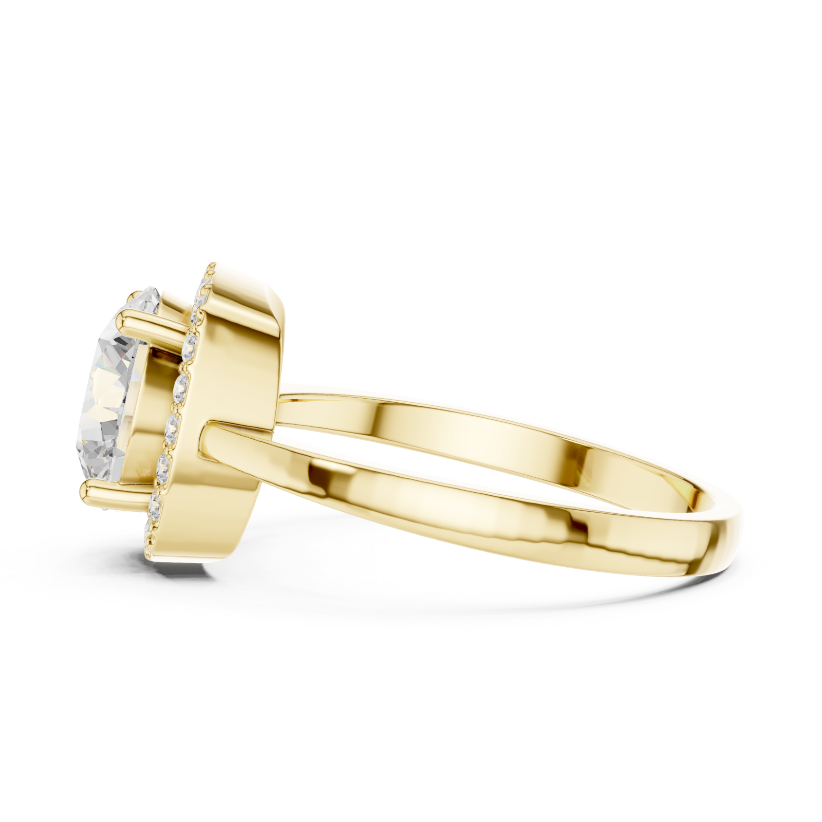 Gold Lustrous Crest Halo Ring Side View