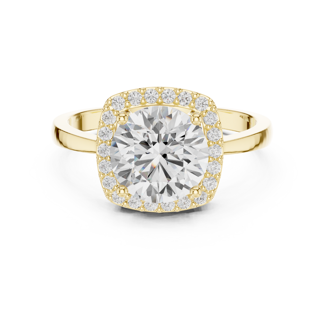 Gold Lustrous Crest Halo Ring Right View