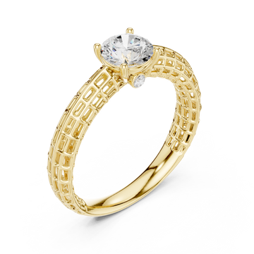 Gold Luminous Lattice Solitaire Ring Right View